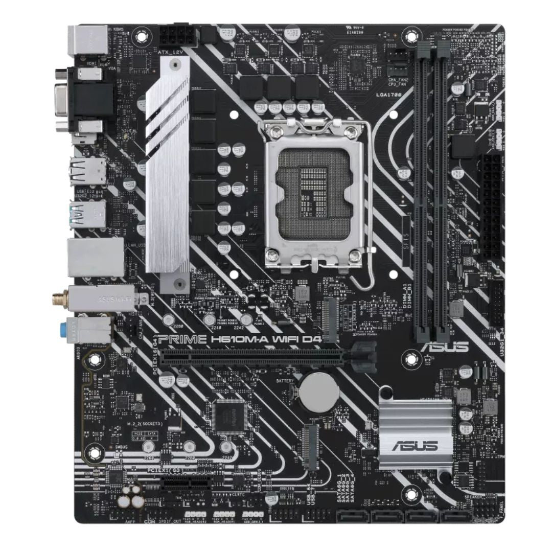 ASUS H610M PRIME H610M-A WIFI D4 Intel LGA 1700 mATX Motherboard 2xDDR4 64GB PCIe4.0, Dual M.2 slots, Intel 1 Gb Ethernet, WIFI 5, DisplayPort, HDM