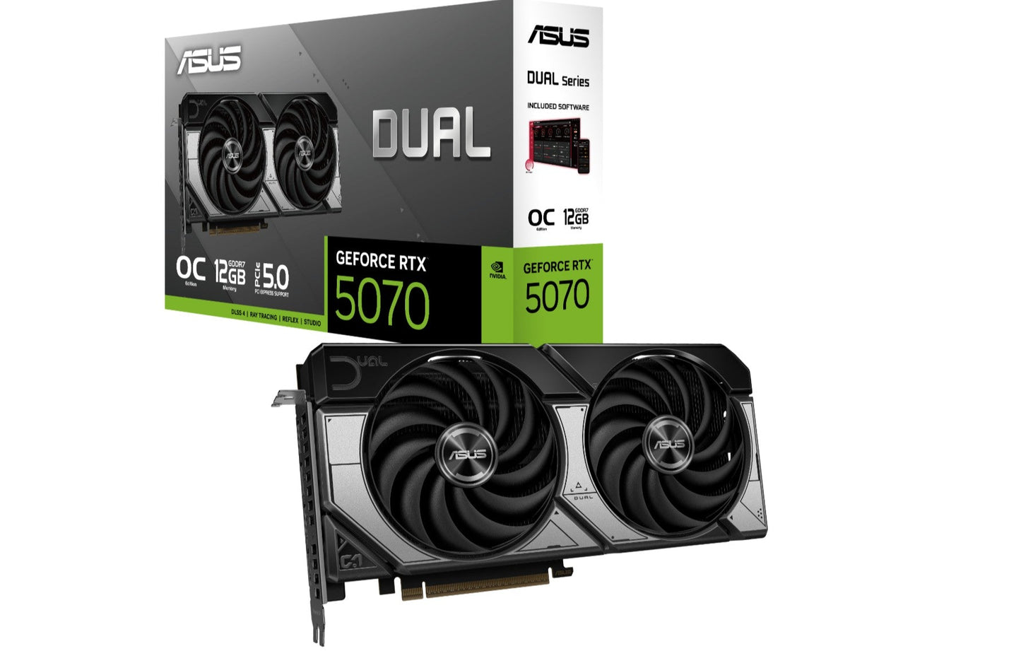 ASUS nVidia GeForce DUAL-RTX5070-O12G 12GB GDDR7 OC Edition, 2542MHz Boost Clock, RAM 28Gbps, 1000 AI TOPs, Digital Max Resolution 7680 x 4320