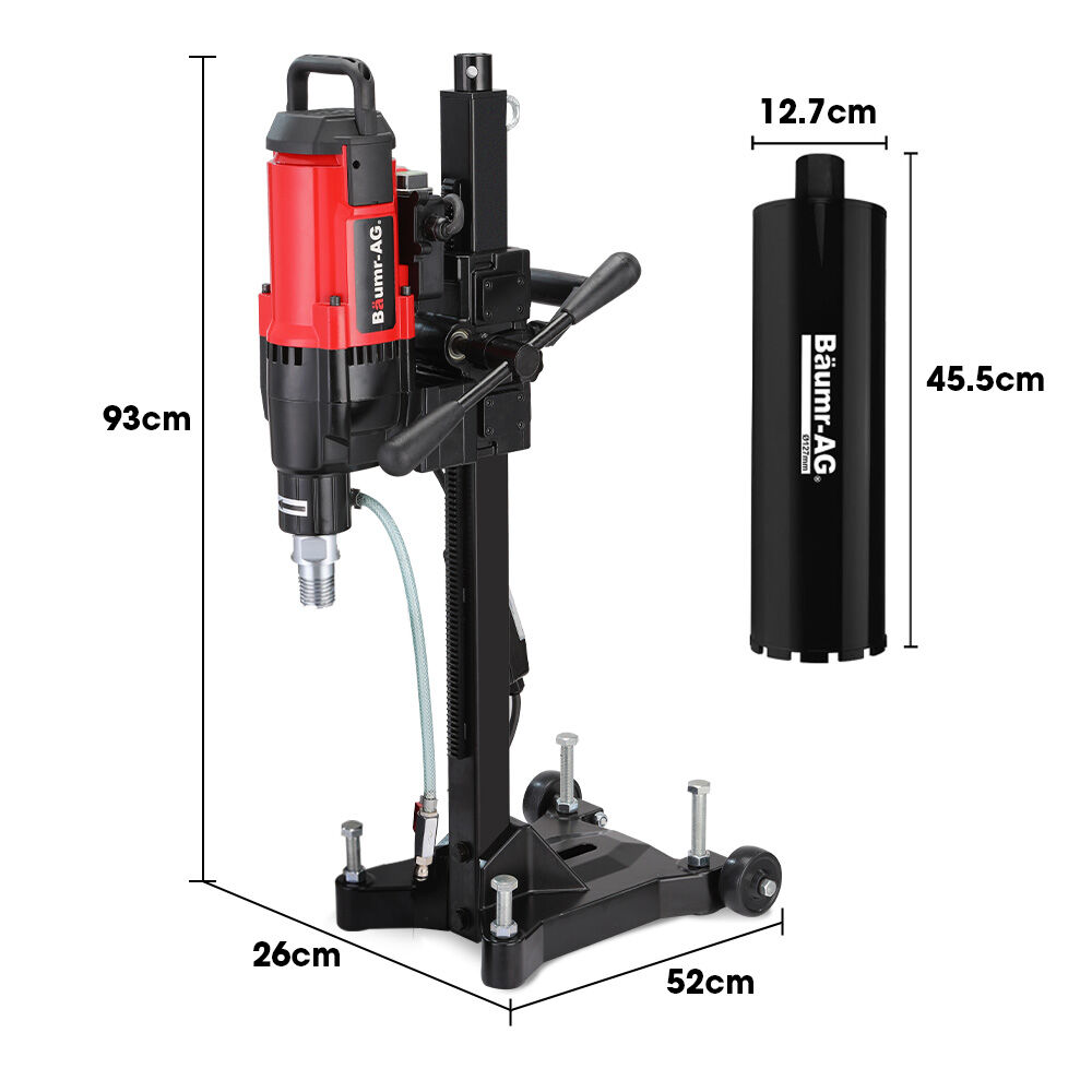BAUMR-AG 3200W 280mm Wet/Dry Core Drill w/ Wheeled Stand & 127mm Bit Combo, for Concrete Coring Hole Drilling