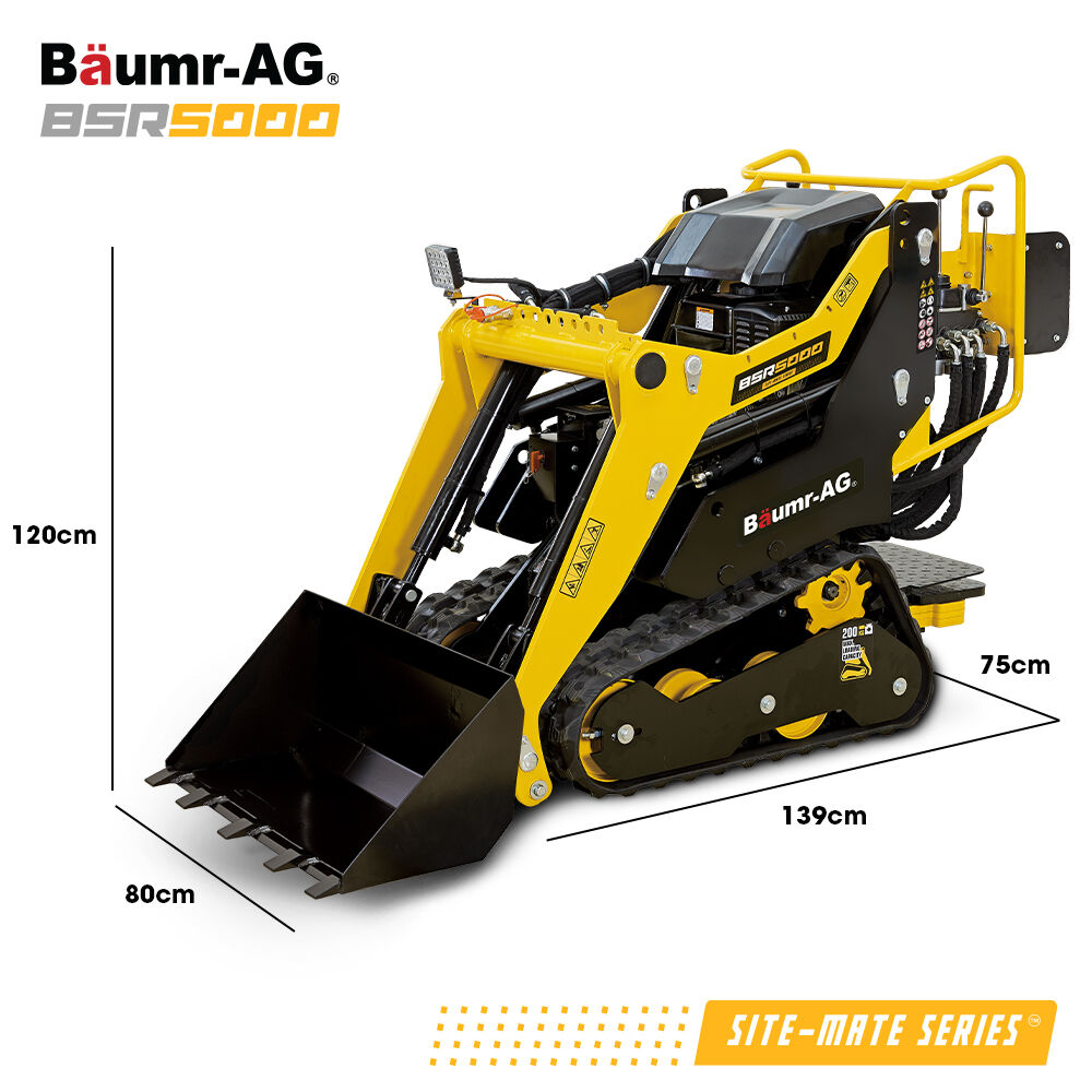 BAUMR-AG BSR5000 Mini Loader Skid Steer, with Bucket, 10hp OHV 4-Stroke Petrol Engine, 200kg Rated Operating Capacity