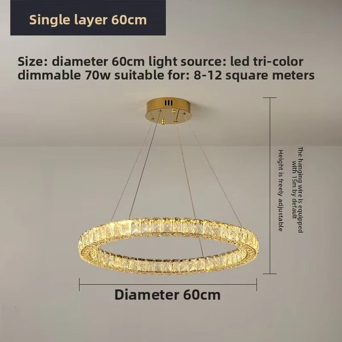 BAMDECOR C3313/1 Modern Crystal Chandeliers Lighting Fixtures Contemporary Round Chandelier Lighting Fixtures Crystal Pendant Ceiling Lights(Gold)