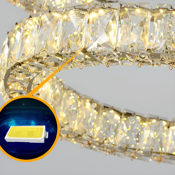 BAMDECOR C3313/2 Modern Crystal Chandeliers Lighting Fixtures Contemporary Round Chandelier Lighting Fixtures Crystal Pendant Ceiling Lights(Gold)