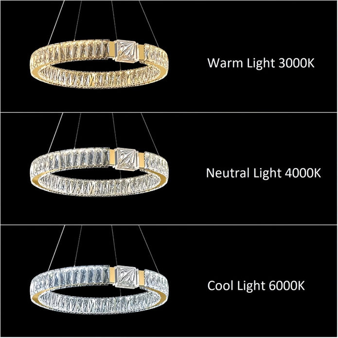 BAMDECOR C3319 Modern Crystal Chandeliers Lighting Fixtures Contemporary Round Chandelier Lighting Fixtures Crystal Pendant Ceiling Lights(Gold-60cm)