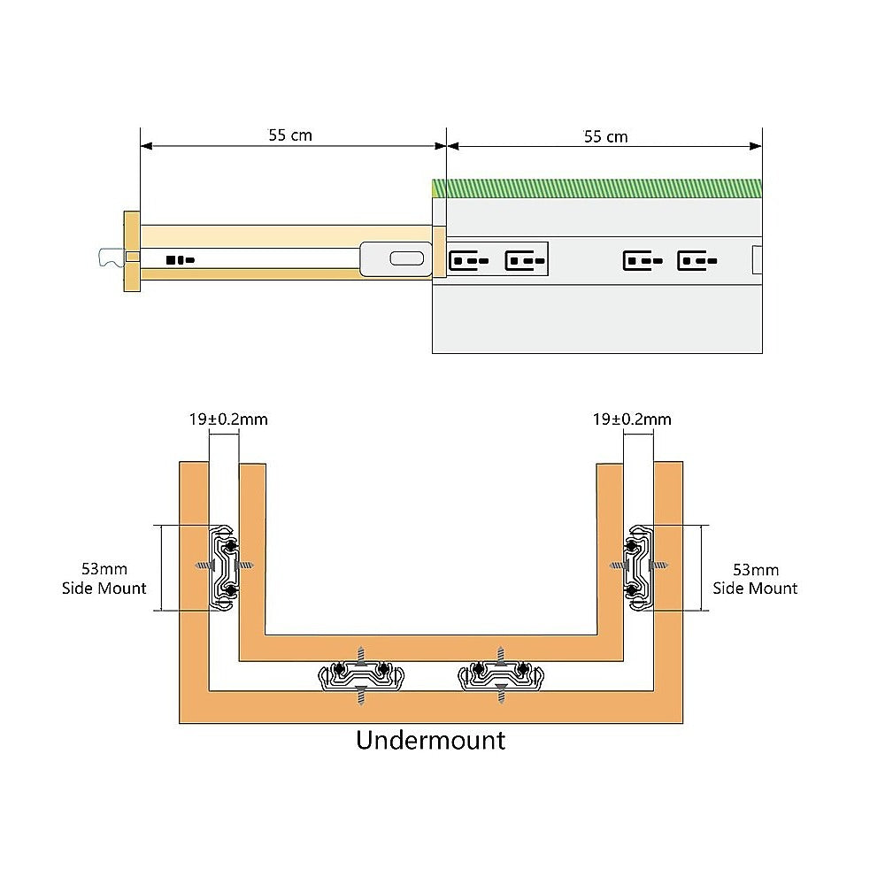 2 x 125kg Heavy Duty Locking Drawer Slides – Industrial Drawer Runners Pair