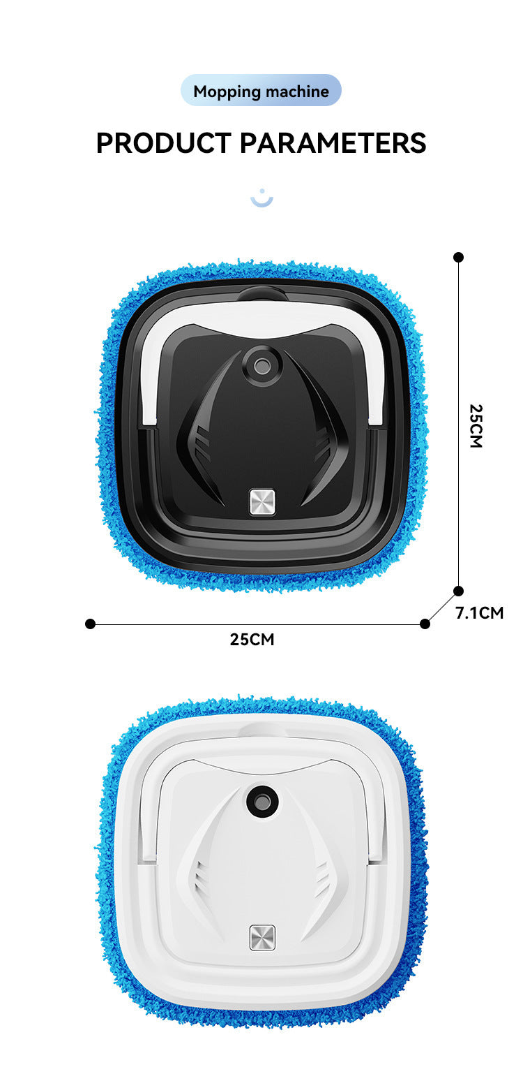Black Smart Robotic Floor Mop with Humidifier Spray - Ultra-Slim Automatic Wet & Dry Floor Cleaner
