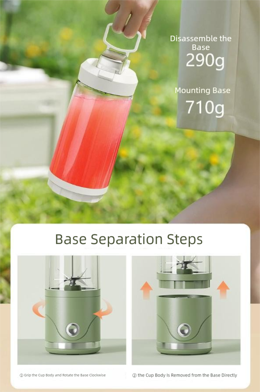 Green Portable Automatic Rechargeable Blender Wireless Juicer Mini Ice Crusher for Smoothies & Shakes