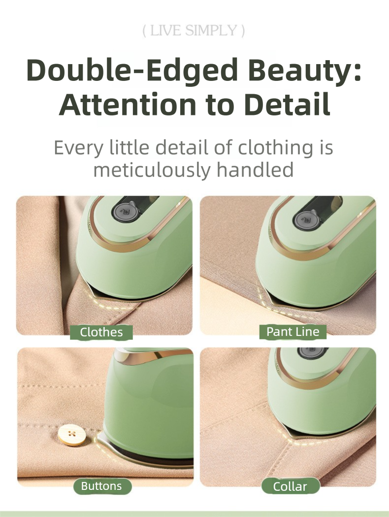 Green Foldable Handheld Garment Steamer & Portable Steam Iron - 15g/min & 70ML Travel Steamer for Apartment Living and Holiday Trips