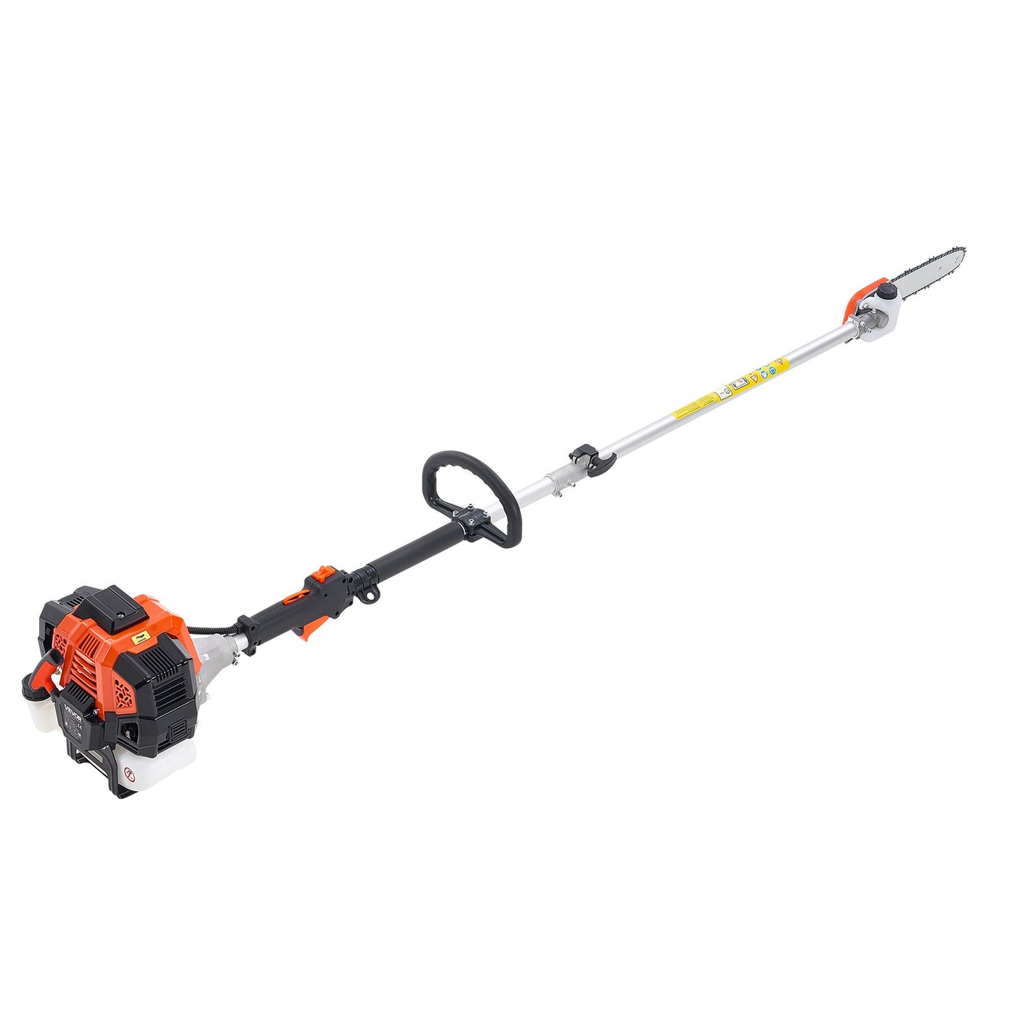 VEVOR Gas Pole Saw, 33CC 2 Stroke Gas Powered Pole Saws with 20.3 cm Cutting Bar, Cordless Tree Trimmer with 850ml Fuel Tank, 2.08 to 3.58 m Extendable, Powerful Chainsaw for Tree Trimming Pruning