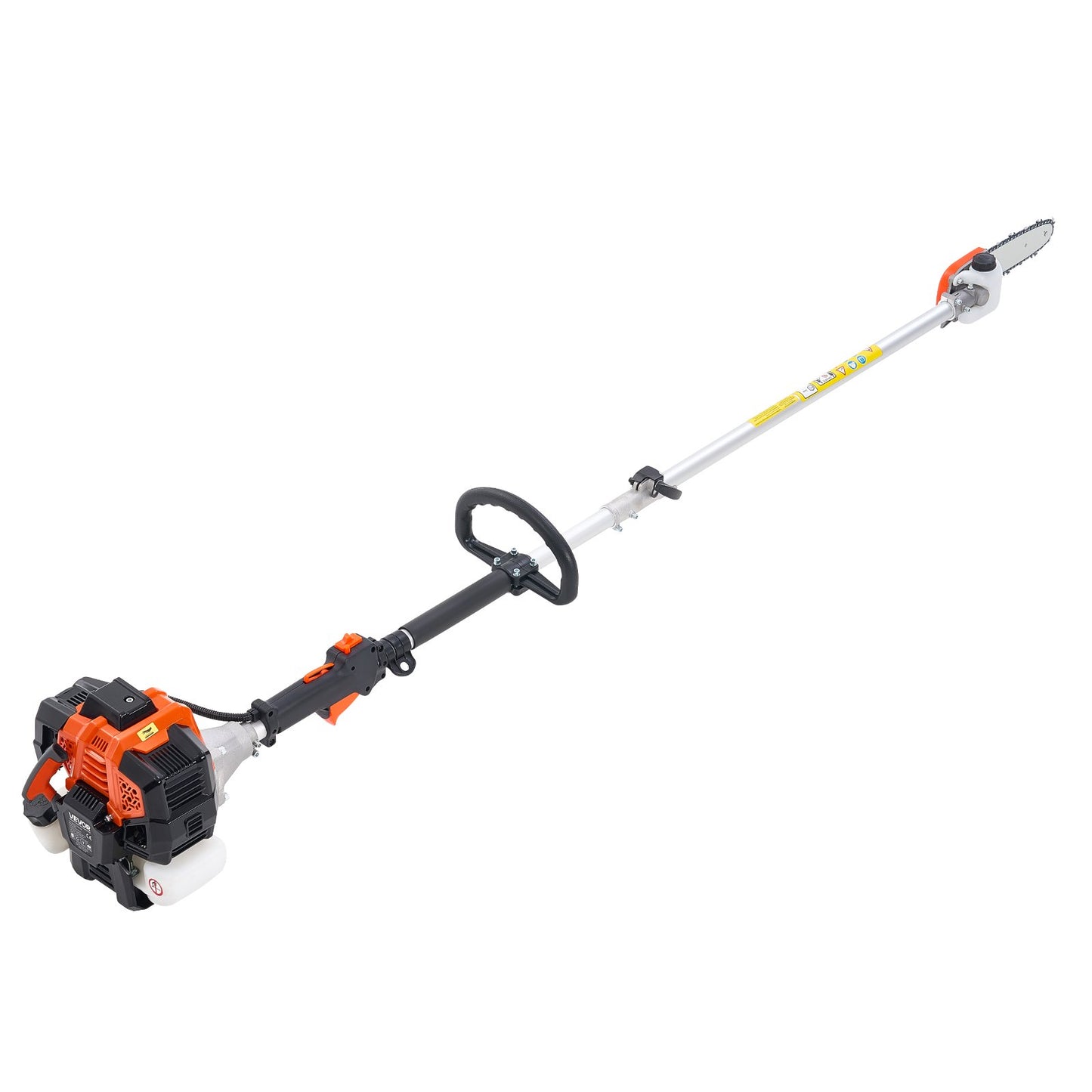 VEVOR Gas Pole Saw, 33CC 2 Stroke Gas Powered Pole Saws with 20.3 cm Cutting Bar, Cordless Tree Trimmer with 850ml Fuel Tank, 2 to 3.5 m Extendable, Powerful Chainsaw for Tree Trimming Pruning