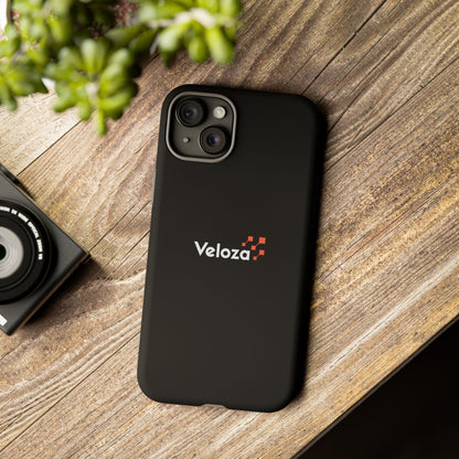 Veloza Branded Tough Phone Case — Slim Protective Black Case with Logo
