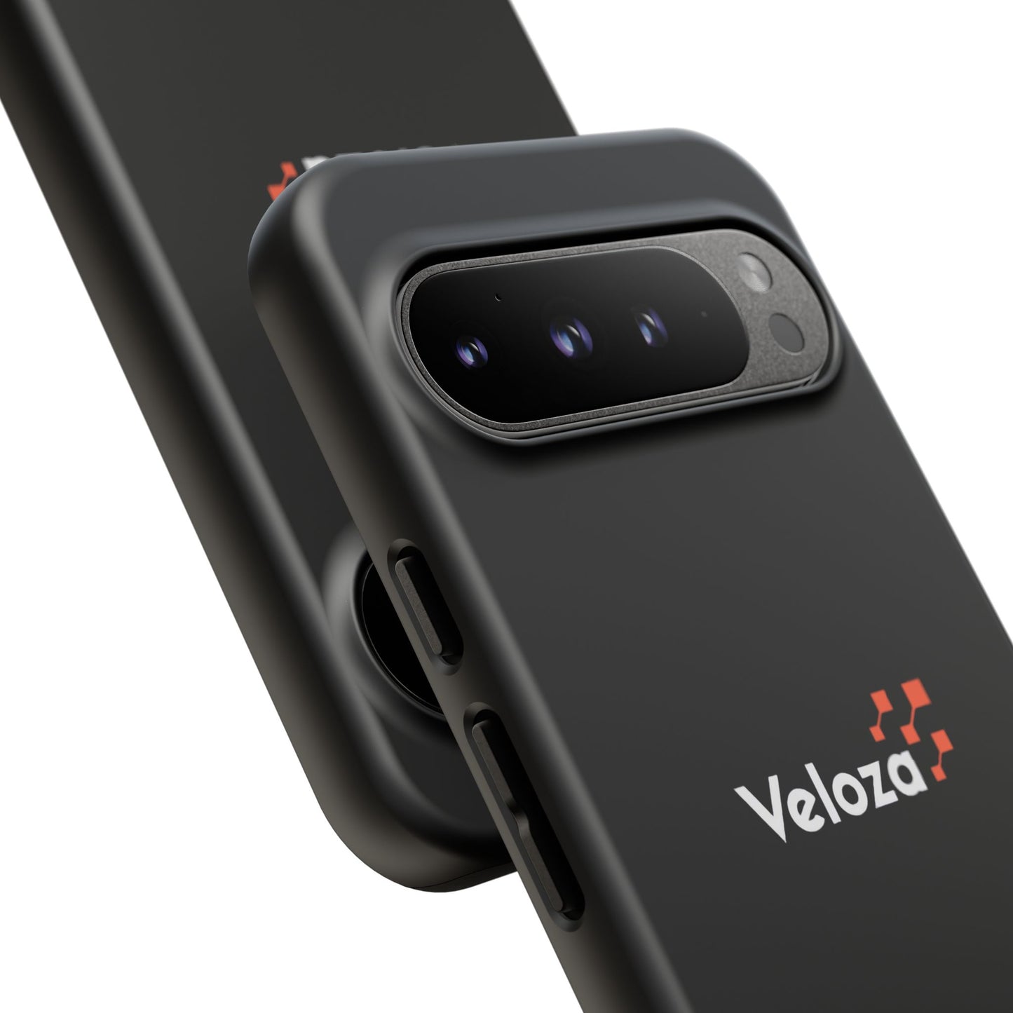 Veloza Branded Tough Phone Case — Slim Protective Black Case with Logo