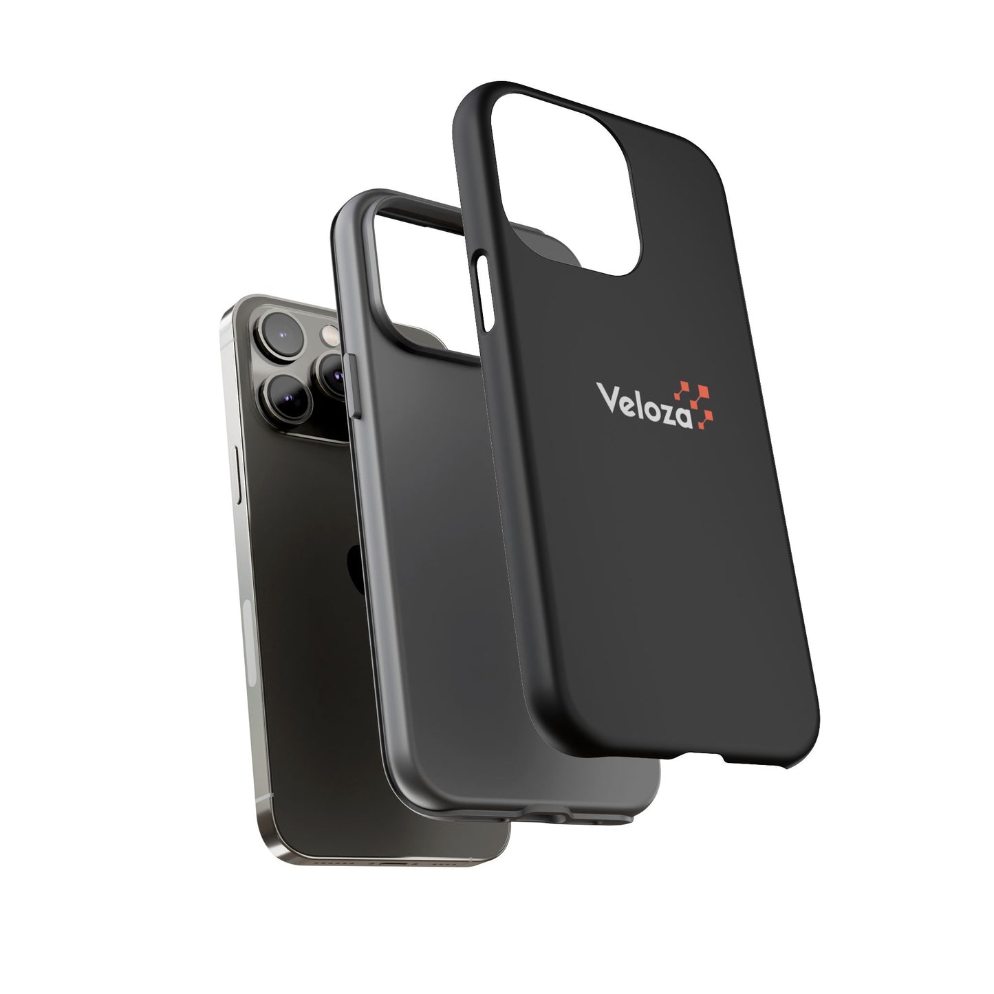Veloza Branded Tough Phone Case — Slim Protective Black Case with Logo