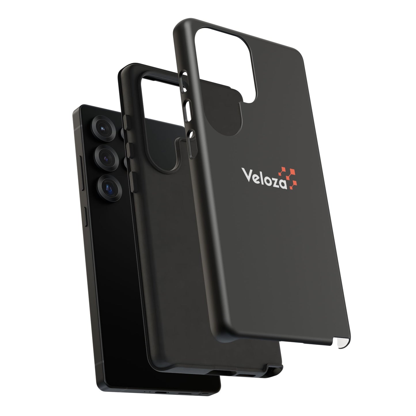 Veloza Branded Tough Phone Case — Slim Protective Black Case with Logo