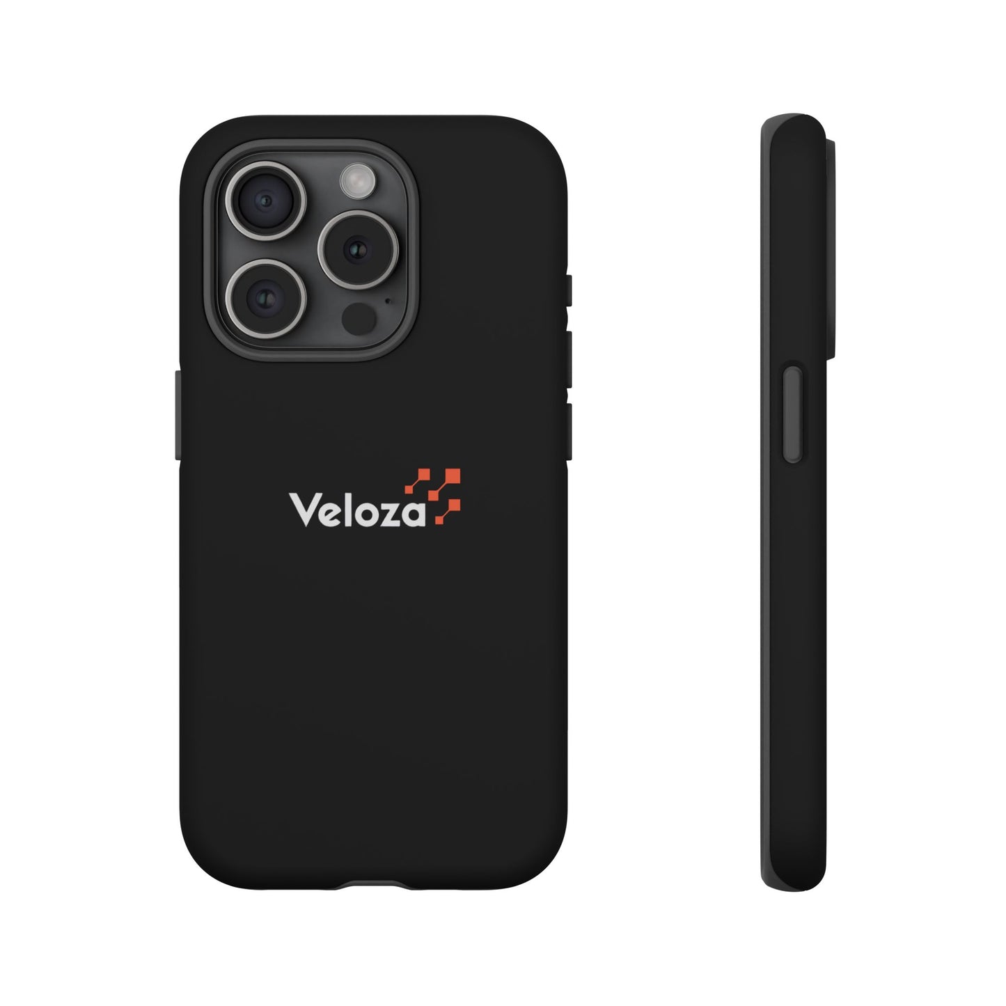 Veloza Branded Tough Phone Case — Slim Protective Black Case with Logo