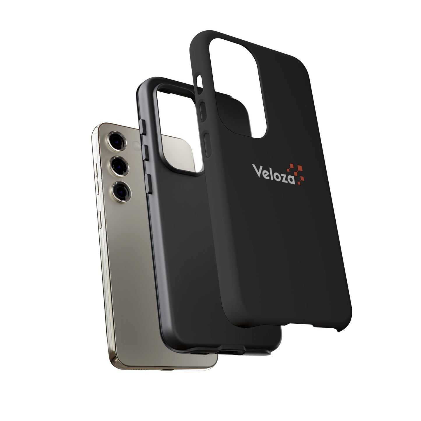 Veloza Branded Tough Phone Case — Slim Protective Black Case with Logo