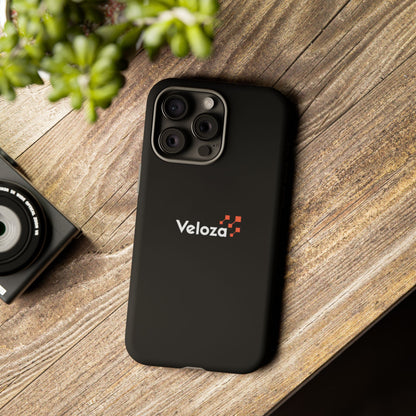 Veloza Branded Tough Phone Case — Slim Protective Black Case with Logo