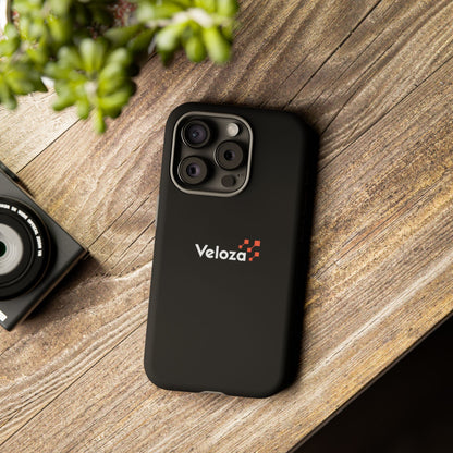 Veloza Branded Tough Phone Case — Slim Protective Black Case with Logo