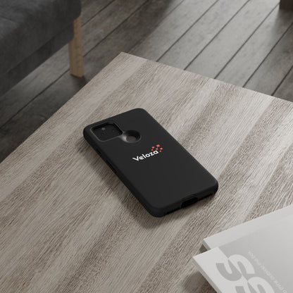 Veloza Branded Tough Phone Case — Slim Protective Black Case with Logo