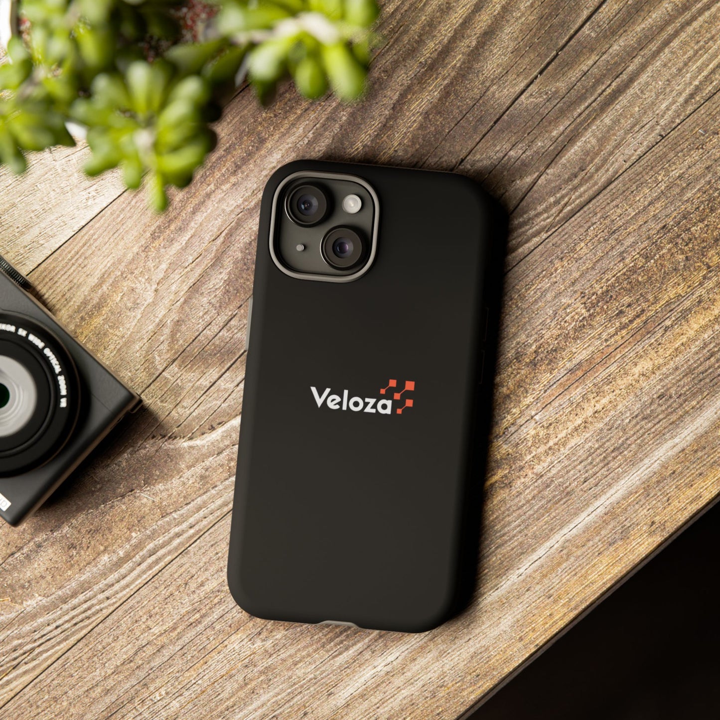 Veloza Branded Tough Phone Case — Slim Protective Black Case with Logo