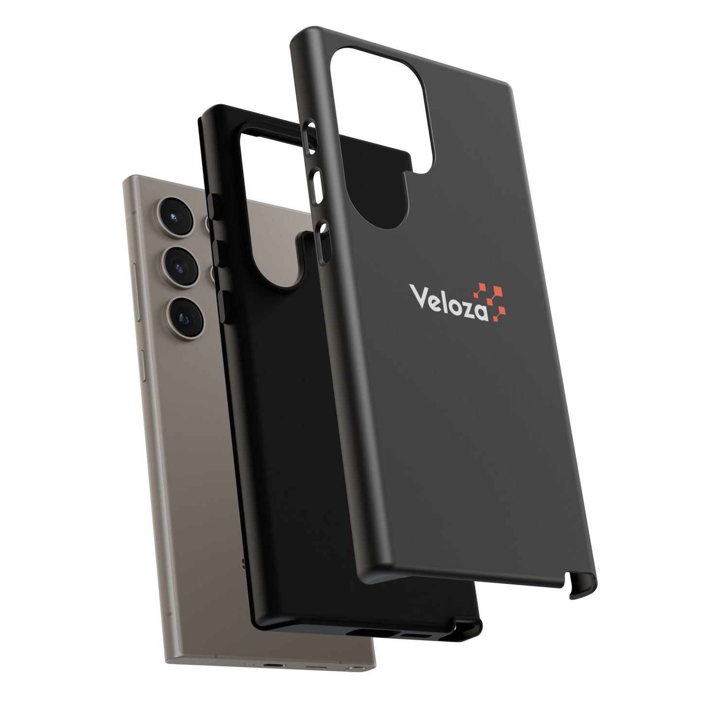Veloza Branded Tough Phone Case — Slim Protective Black Case with Logo