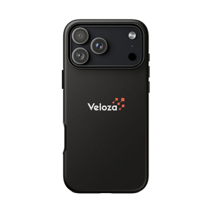 Veloza Branded Tough Phone Case — Slim Protective Black Case with Logo