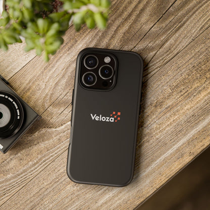Veloza Branded Tough Phone Case — Slim Protective Black Case with Logo