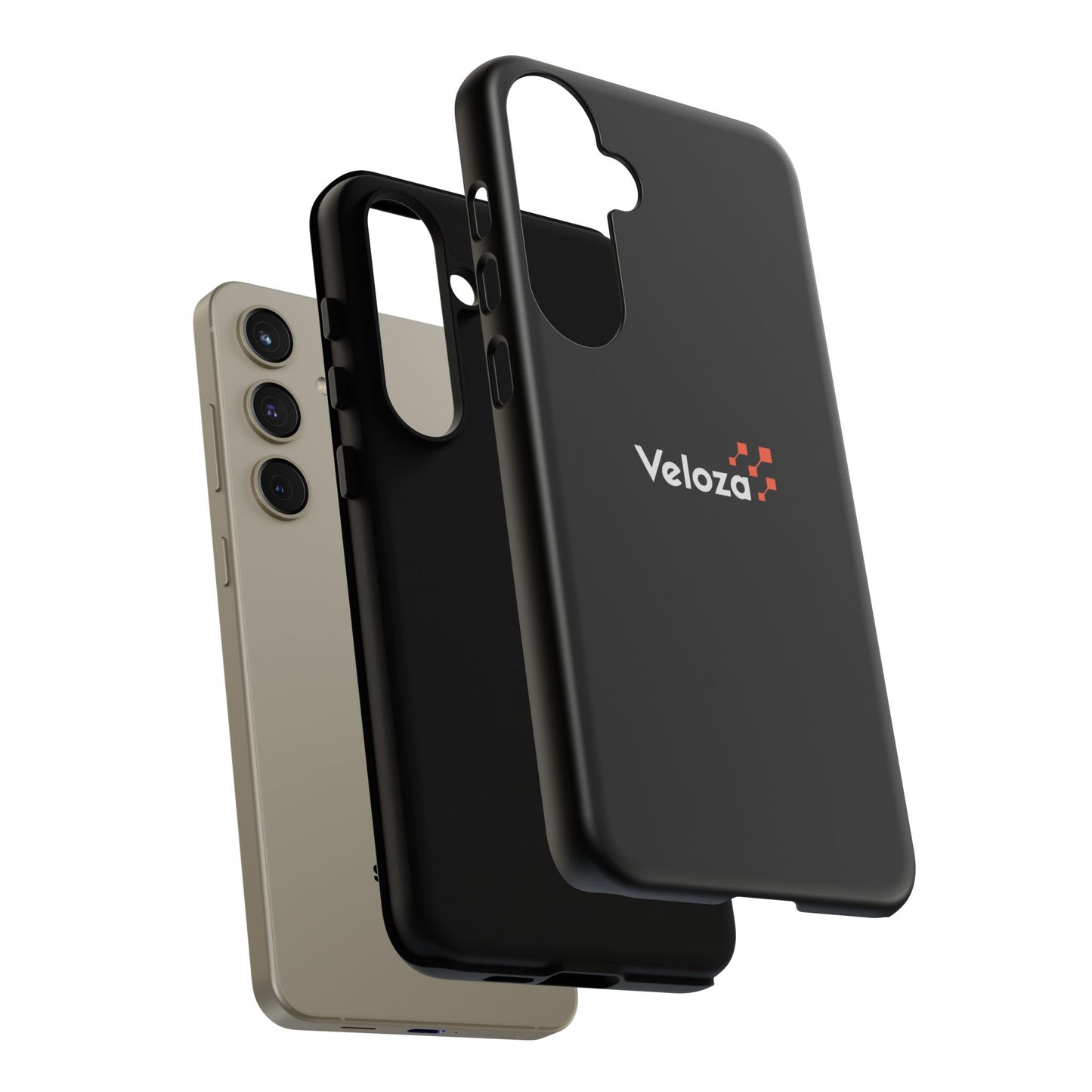 Veloza Branded Tough Phone Case — Slim Protective Black Case with Logo