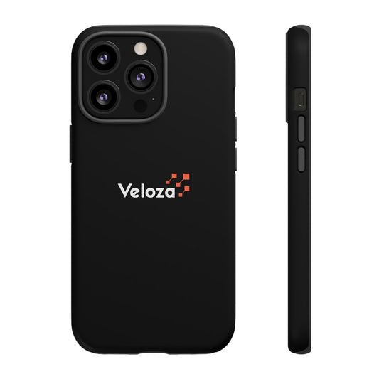 Veloza Branded Tough Phone Case — Slim Protective Black Case with Logo