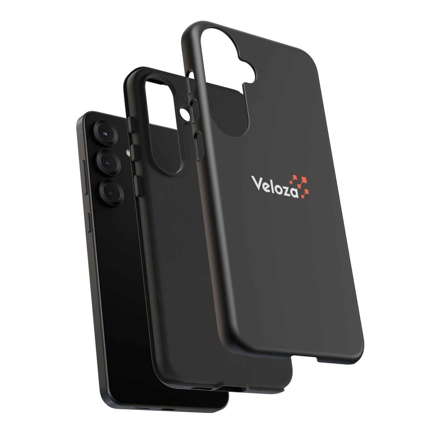 Veloza Branded Tough Phone Case — Slim Protective Black Case with Logo