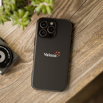 Veloza Branded Tough Phone Case — Slim Protective Black Case with Logo