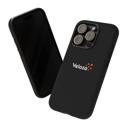 Veloza Branded Tough Phone Case — Slim Protective Black Case with Logo