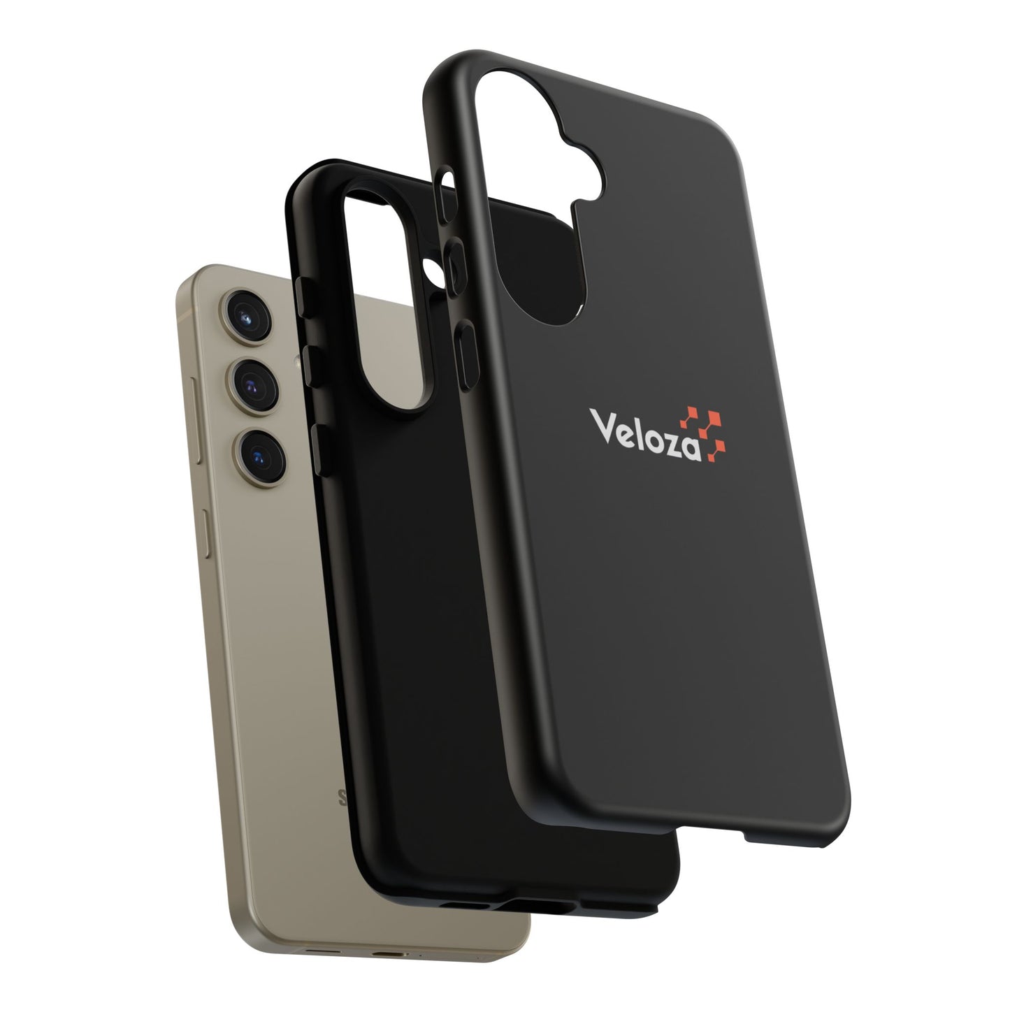 Veloza Branded Tough Phone Case — Slim Protective Black Case with Logo