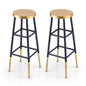 Artiss 2x Bar Stools Metal Gold Navy