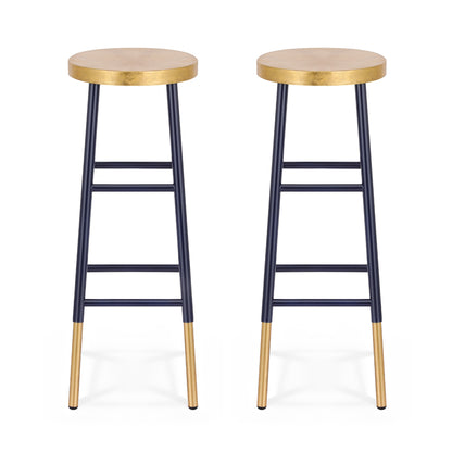 Artiss 2x Bar Stools Metal Gold Navy