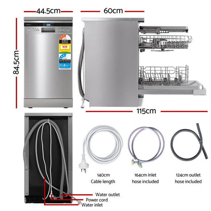 Devanti 10 Place Settings Freestanding Dishwasher Silver