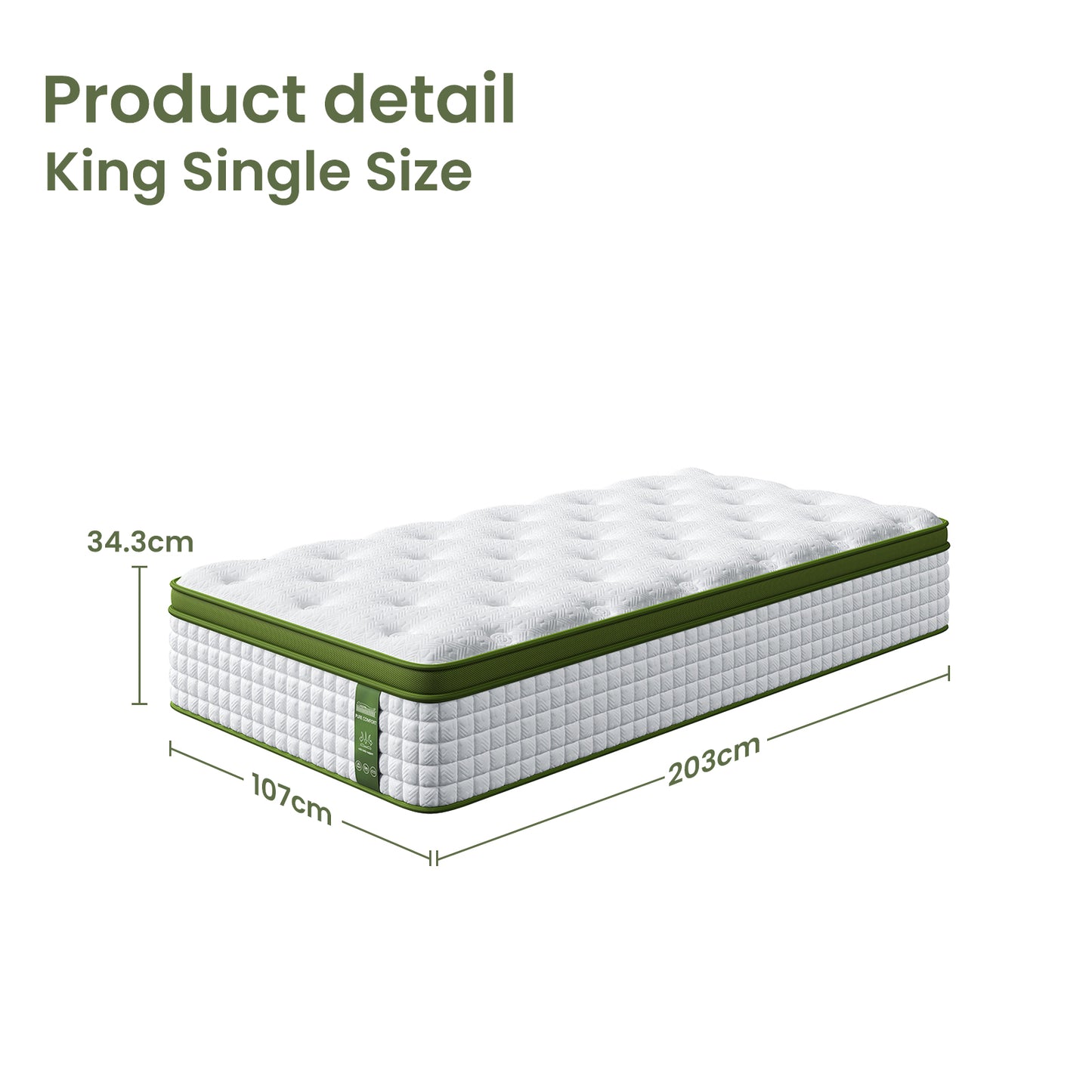 Artiss King Single Bed Set with BedStory Hybrid Mattress Upholstered Platform White Boucle Fabric