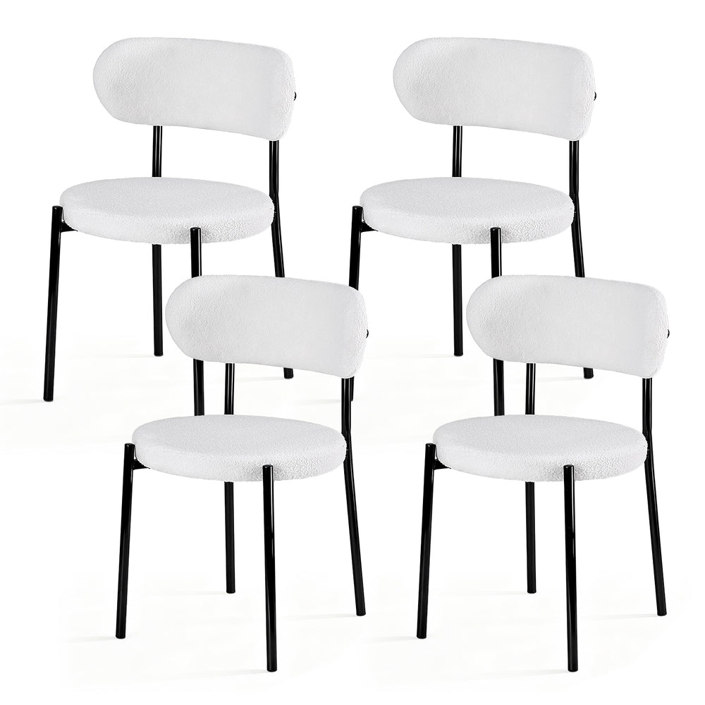 Artiss Dining Chairs Set of 4 Sherpa Boucle White