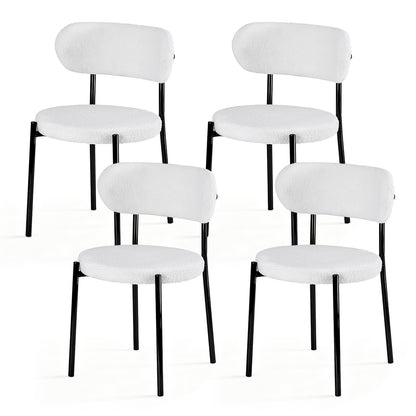 Artiss Dining Chairs Set of 4 Sherpa Boucle White