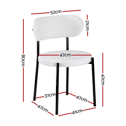 Artiss Dining Chairs Set of 4 Sherpa Boucle White