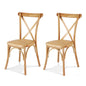 Artiss 2x Dining Chairs Rattan Wooden Kitchen Accent Chair Cafe Lounge Rubber Wood