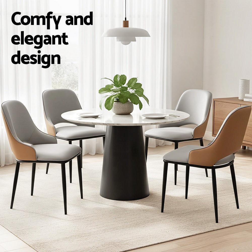 Artiss 4x Dining Chairs Hollow PU Leather Kitchen Lounge Cafe Accent Chair Grey