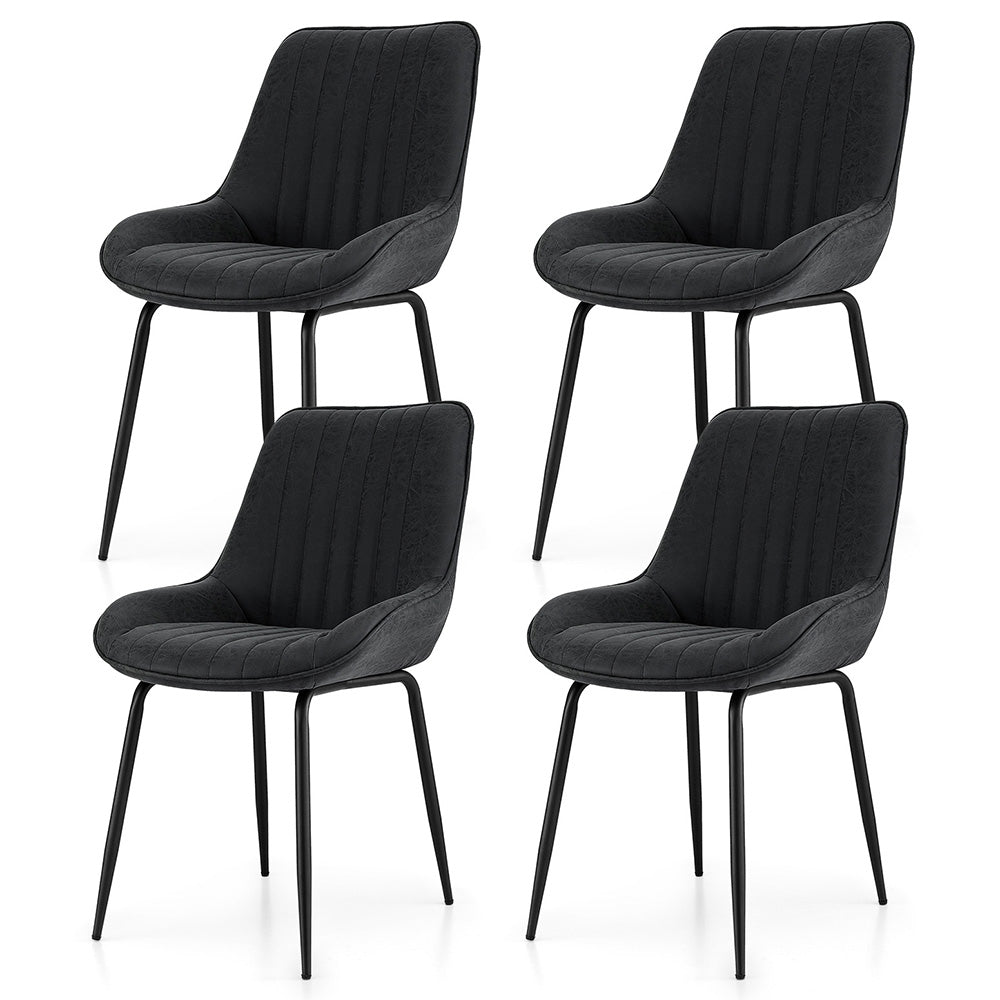 Artiss 4x Dining Chairs Retro PU Leather Kitchen Lounge Cafe Accent Chair Black