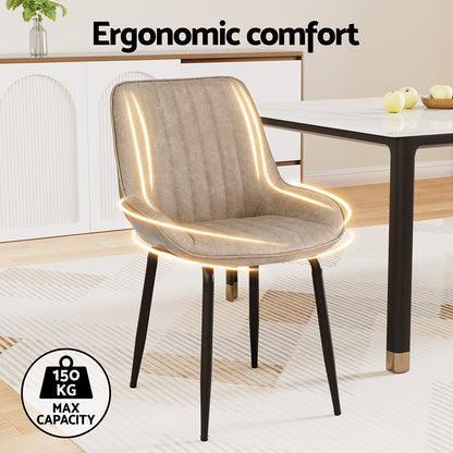 Artiss 2x Dining Chairs Retro PU Leather Kitchen Lounge Cafe Accent Chair Khaki