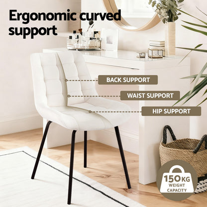 Artiss 4x Dining Chairs Velvet Tufted Kitchen Lounge Cafe Accent Chair Beige