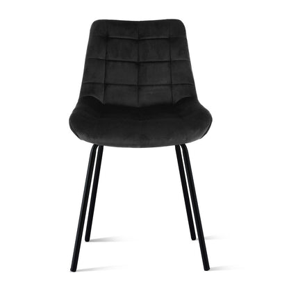 Artiss 2x Dining Chairs Velvet Tufted Kitchen Lounge Cafe Accent Chair Black
