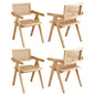 Artiss 4x Dining Chairs Wooden Rattan Seat Rubber Wood Frame