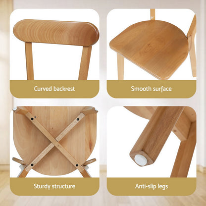 Artiss 2x Dining Chairs Wooden Kitchen Accent Chair Cafe Lounge Rubber Wood