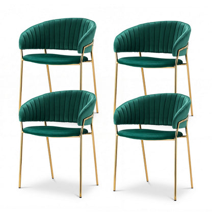 Artiss Dining Chairs Set of 4 Velvet Hollow Armchair Green