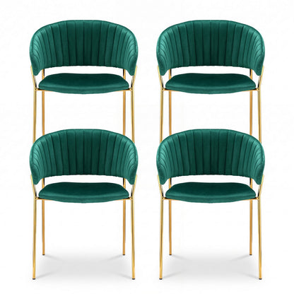 Artiss Dining Chairs Set of 4 Velvet Hollow Armchair Green