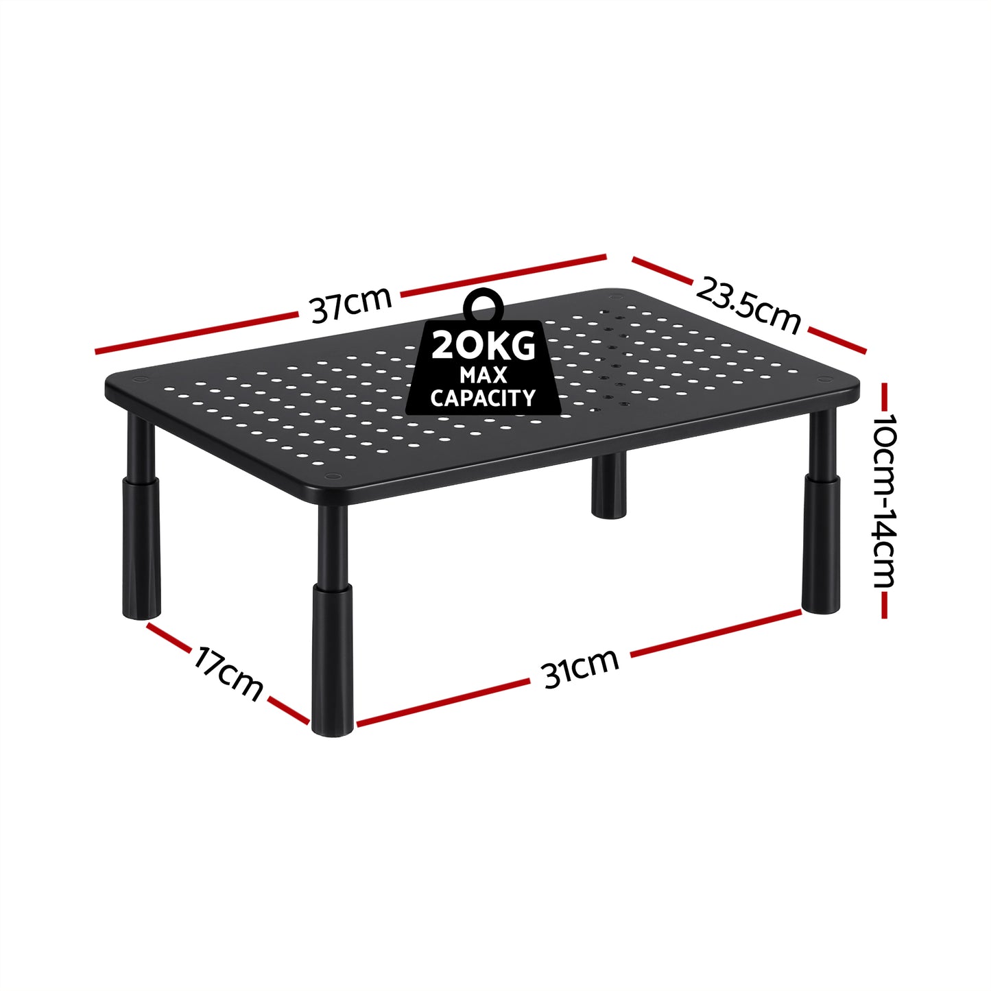 Artiss Monitor Stand Adjustable Riser For Computer Monitor And Laptop 3 Height Desk Organizer Black